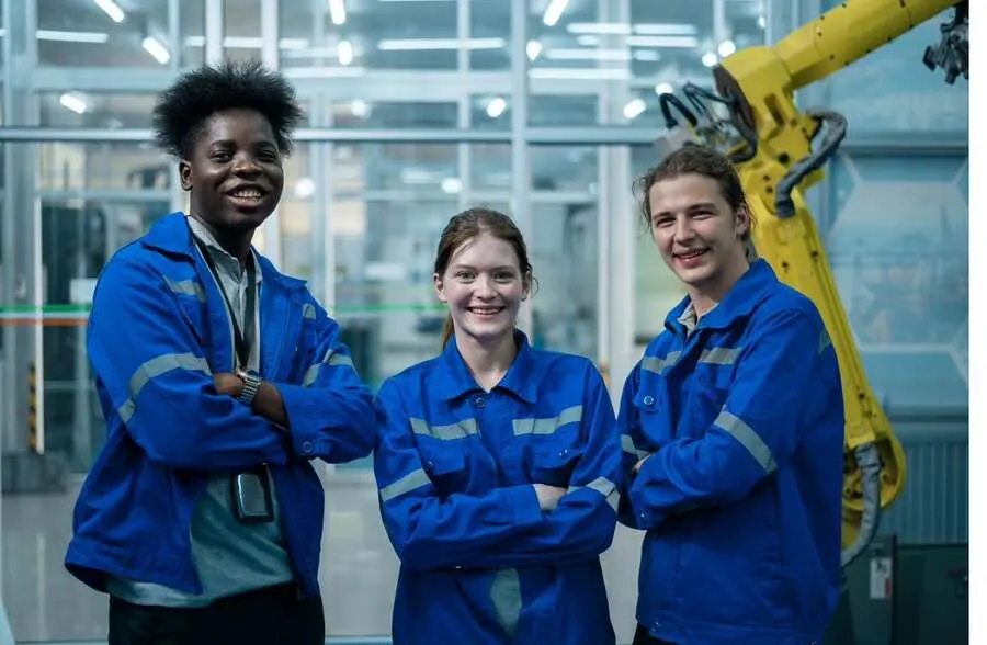 Mitarbeiterteam in einer modernen Fabrik