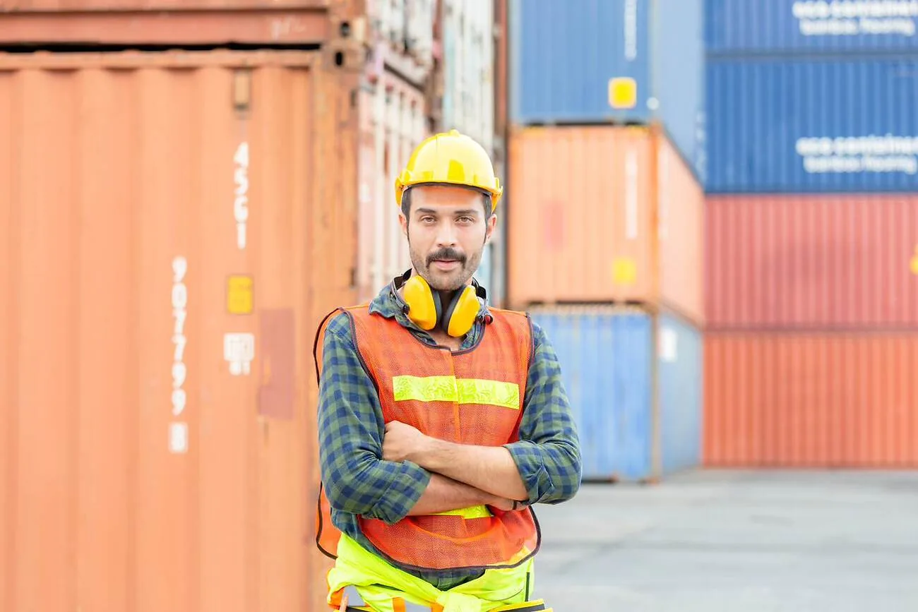 Mitarbeiter von Seepersonal in Arbeitskleidung